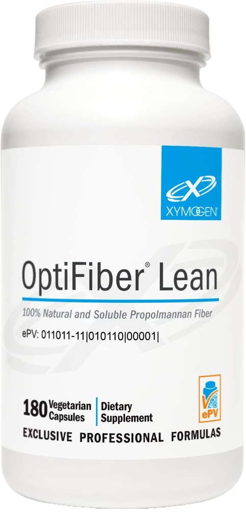 XYMOGEN OptiFiber Lean, Daily Fiber Supplement Pills - 100% Natural Soluble Propolmannan Dietary Fiber - Support Digestion, Satiety & Regularity - Serves as a Prebiotic (120 Kapseln)