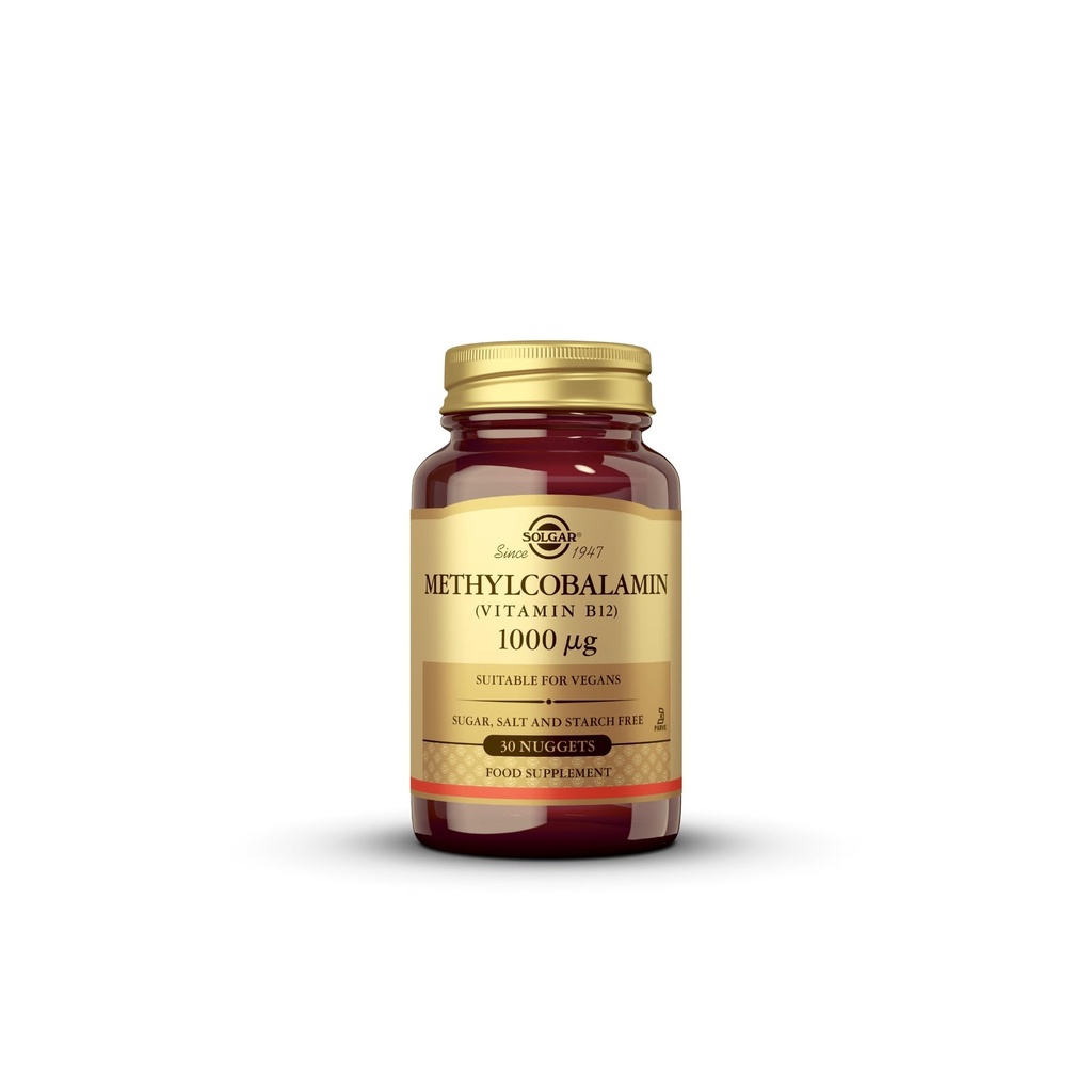 Solgar Methylcobalamin (Vitamin B12) 1000 mcg, 30 Nuggets - Unterstützt Energiemetabolismus - Körper-Lesen, aktive Form von B12 - Vitamin B - Non GMO, Vegan, Gluten, Dairy Free, Kosher - 30 Servierungen