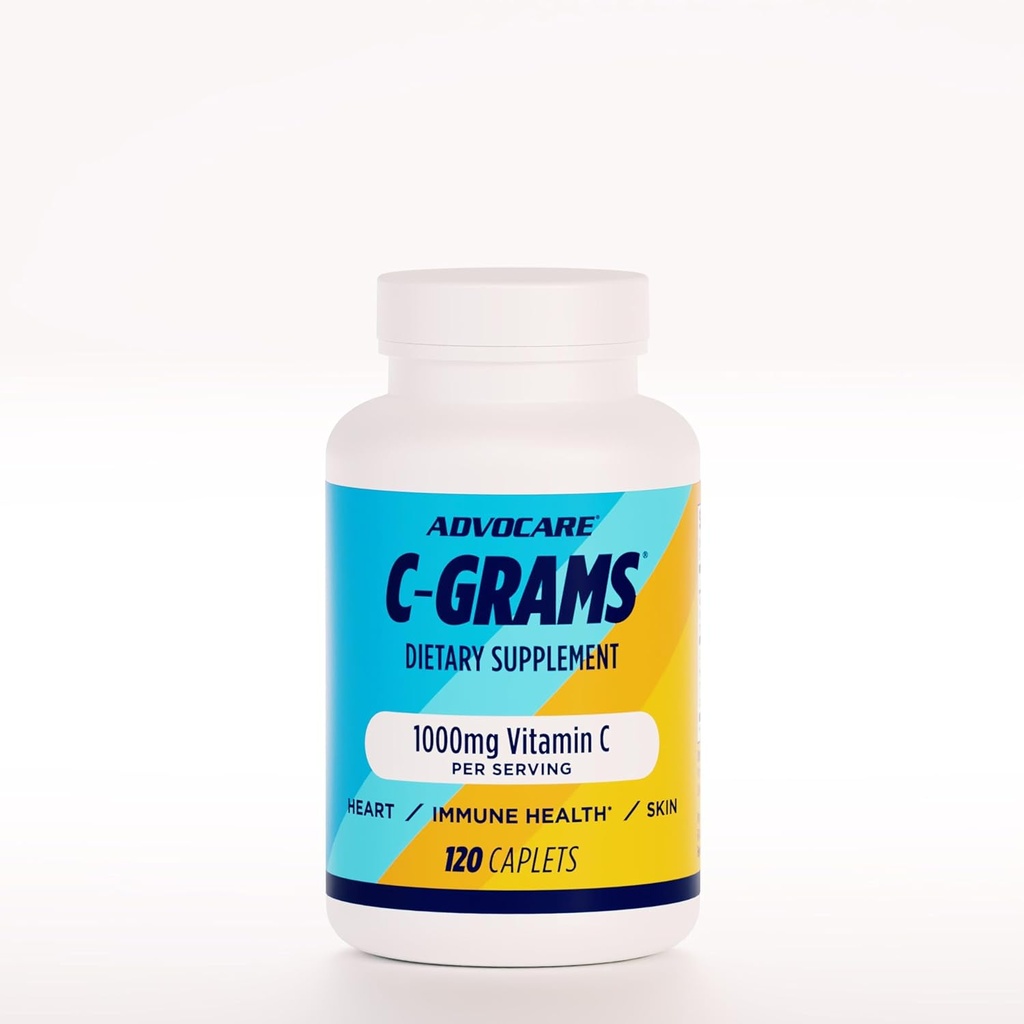 AdvoCare C-Grams - Premium-Diätsergänzung für Hautpflege, Immununterstützung und Herz-Kreislauf-Gesundheit* - Enthält Vitamin C, Magnesium & More - 120 Caplets