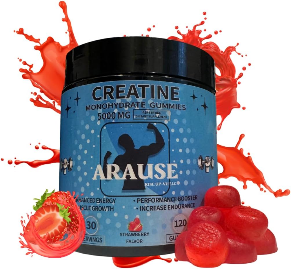 Gommies monohydratées de créatine, 5000mg, complément alimentaire, améliorer l'énergie, stimuler la performance, augmenter l'endurance, croissance musculaire