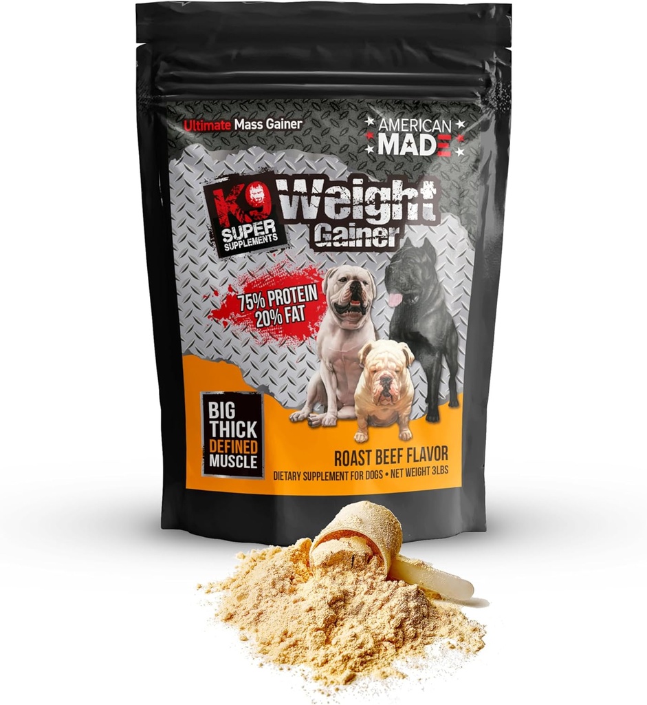 K9 Weight Gainer for Dogs – Build Muscle, Gain Healthy Weight & Strength – Supports Dog Muscle Mass (3 Lbs)