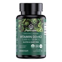 PlantFusion Bio Vegan Vitamin D3 + K2 5.000 IU, 50MCG – Vitamin D aus pflanzenbasiertem Lichen und Vitamin K2, für Immununterstützung und Knochengesundheit - 60 Kapseln