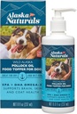 Huile de poisson sauvage durable de l'Alaska pour chiens Peau et manteau – EPA + DHA Omega 3 Huile - Acides gras Suppléments pour chiens - Soutien fourrure et santé du cerveau - Topper naturel liquide pour animaux de compagnie – 8 oz. Pompe