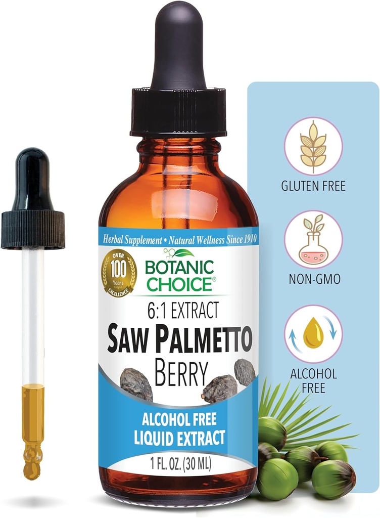 Botanische Wahl Säge Palmetto Berry Alkohol Kostenlose flüssige Extrakt, 1 flüssige Unze