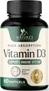 Vitamin D3 Nahrungsergänzungsmittel 5000IU (125 mcg) - Extra Strength Vitamine D-3 Diät-Schweißgele für Knochen, Zähne, Muskel-Gesundheit & Immununterstützung, Rapid Absorbtion Mini D Softgel, Non-GMO, Gluten Free - 60 Count
