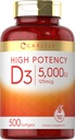 Carlyle Vitamin D3 5000 IU Softgels | 500 Count | Wertgröße | Non-GMO und glutenfreie Ergänzung | Hohe Potenz Formel | 125mcg