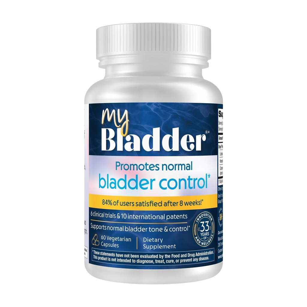 MyBladder Support Formula by Purity Products - Fördert normale Blasenkontrolle, Stärke, Tone & Urinary Tract Health - Für Männer und Frauen - Klinisch untersucht 840mg patentierte Mischung - 60 Veg Caps (1)