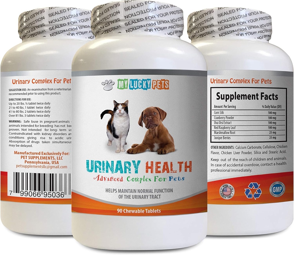Katze UTI Relief - Haustiere Urinär-Gesundheit Komplex - für Hunde und Katzen - Fortgeschrittene Blasenunterstützung - Katze Cranberry Harnar - 1 Flasche (90 Bäume)
