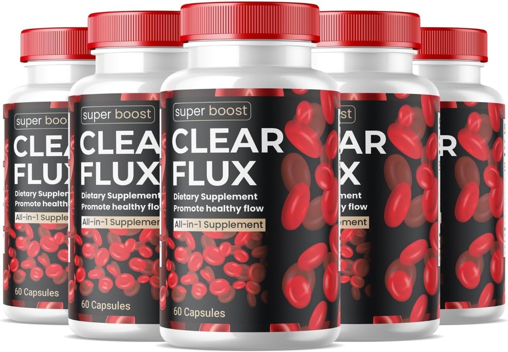 (5 Pack) Clear Flux Supplement Detox Cleanse, Kapseln Blutgefäß-Reiniger Unterstützung Erweiterte Formel, ClearFlux Kapseln Maximale Stärke Alle natürlichen Vitamine Gesundheit (300 Kapseln)