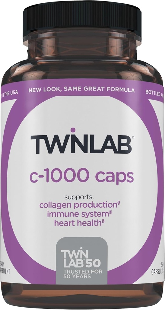 Twinlab C-1000 Caps - Vitamin C Immununterstützung Ergänzungen für Männer und Frauen - 250 Kapseln