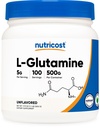 Nutricost L-Glutamin-Pulver (500 Gramm) nicht aromatisiert - Glutenfrei & Nicht-GVO, 100 Portionen