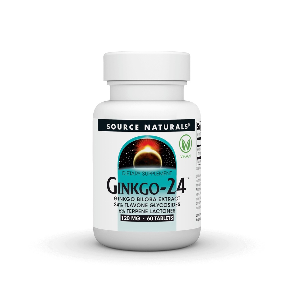 Source Naturals Ginkgo-24 - Ginkgo Biloba Extract 120 mg soutient l'acuité mentale - 60 comprimés