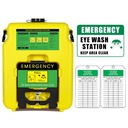 Portable Eyewash Station 14-gallon OSHA approuvé avec une enseigne de station et deux étiquettes d'inspection, murale Gravity-Flow Indoor and Out, 53L Rechargeable Eyewash Station Heavy Duty, Jaune