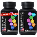 Capsules thermogéniques de combustion de plusieurs collagènes - Acide hyaluronique collagène Peptides plus hydrolysé - Avancé type I, II, III, V, X - 2-pack, 180 bouchons de combustion collagène