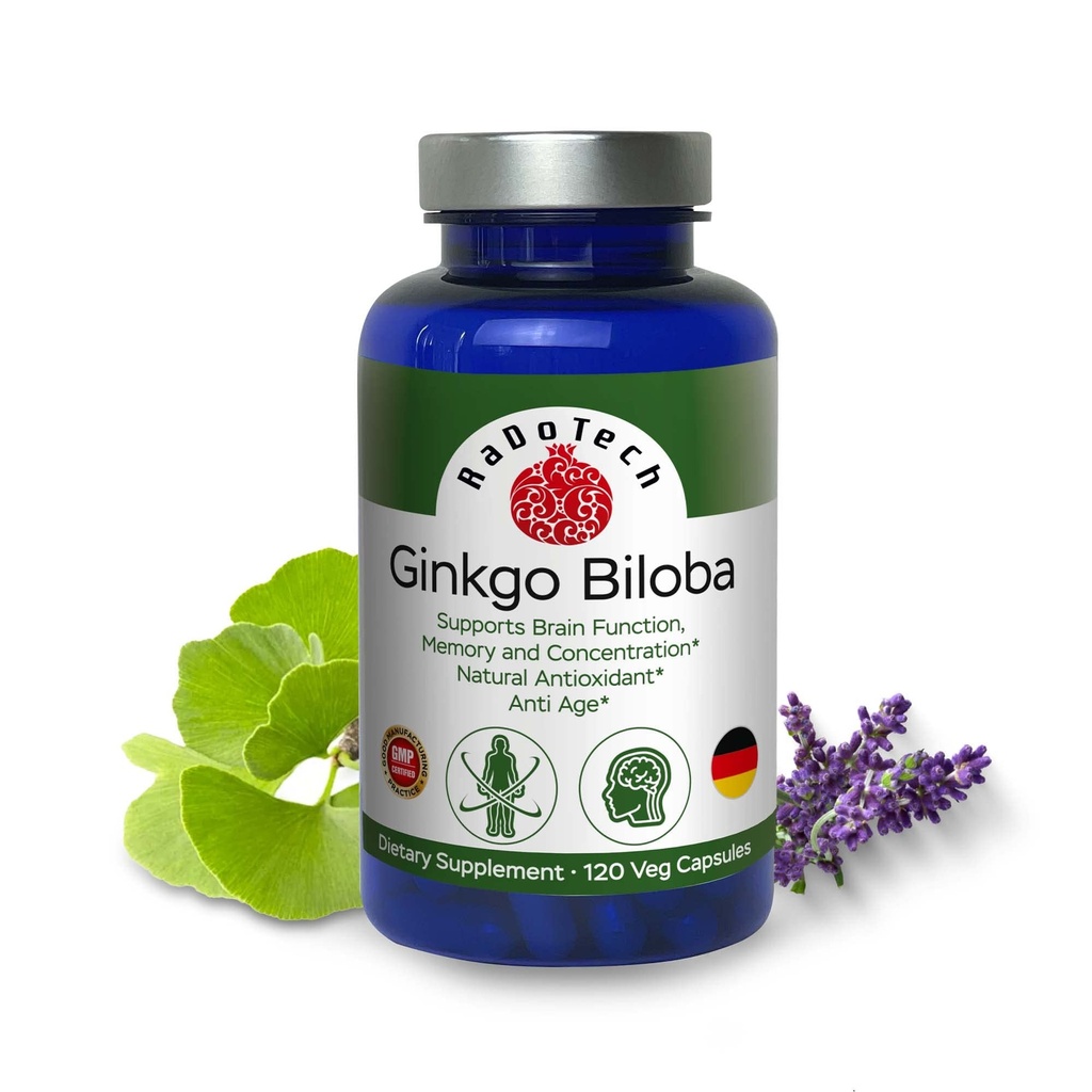 Ginkgo Biloba, Memory, Focus & Brain Function Support, Antioxidant-Rich, Plant-Based, GMP, Kräuter Nootropic Vegetarische Kapseln, 120 Count (Pack von 1)