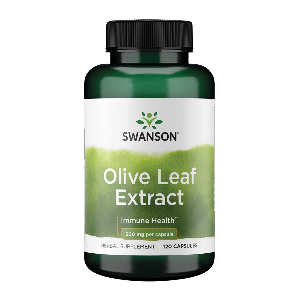 Swanson Olive Leaf Extract Capsules with 20% Oleuropein - Fournit un soutien immunitaire, favorise la santé du système cardiovasculaire et soutient une pression artérielle saine - (120 Capsules, 500mg chacun)