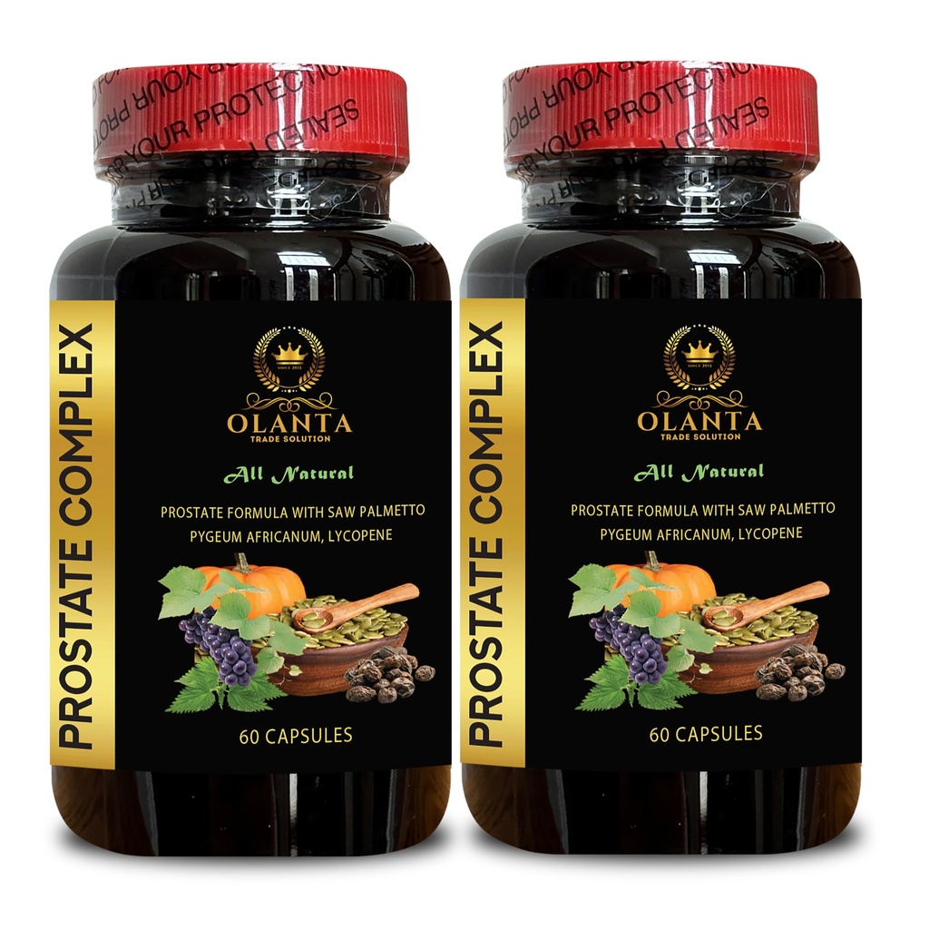 PROSTATE COMPLEX FOR MEN - Prostate health dietary supplement, Nettle extract prostate, Saw Palmetto Extract, Pygeum africanum Extract, Grape Seed Extract, Pumpkin Seed Extract - 2 Bottles