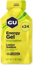 GU Energy Original Sports Nutrition Energy Gel, végétalien, sans gluten, sans casher, et sans lait sur la route énergie pour toute séance d'entraînement, 24-Count, citron Sublime
