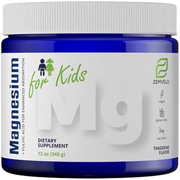 Tangerine Flavor Magnesium Pulver Ergänzung für Kinder | Ergänzungen für Kinder | Wachstum und Entwicklung | Balanced Mood | Sleep Support | Magnesium für Kinder | Nur Wasser hinzufügen