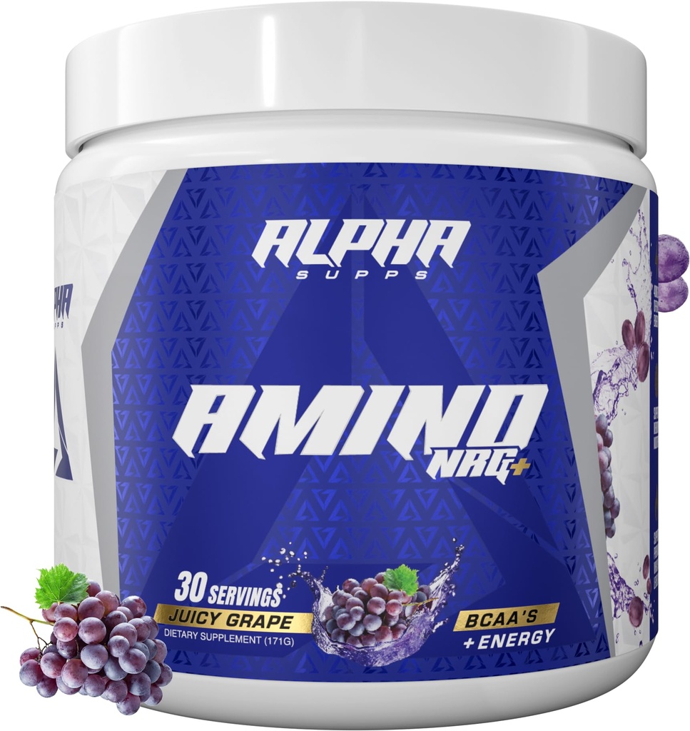 Alpha Supps Amino NRG+ BCAA Amino Energy Recovery Powder - Hydration Blend mit Elektrolyten - Fokus Blend für optimale Performance-Unterstützung bei Männern und Frauen (30 Servierungen, Juicy Grape)