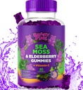 Sea Moss Gummi & Elderberry - Vitamin C + Zink – Extra Strength Immune & Schilddrüse Unterstützung Booster Gummy Bären für Kinder & Erwachsene - 60 Seamoss Gummies - Made in USA