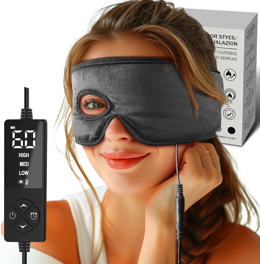 Masque d'oeil chauffant pour le traitement des yeux Stye - Détachant des yeux Stye, Compresseur chaud pour les yeux, Compresseur d'œil humide pour le soulagement des yeux et de la blepharite, Plaquette chauffante pour le traitement de Chalazion