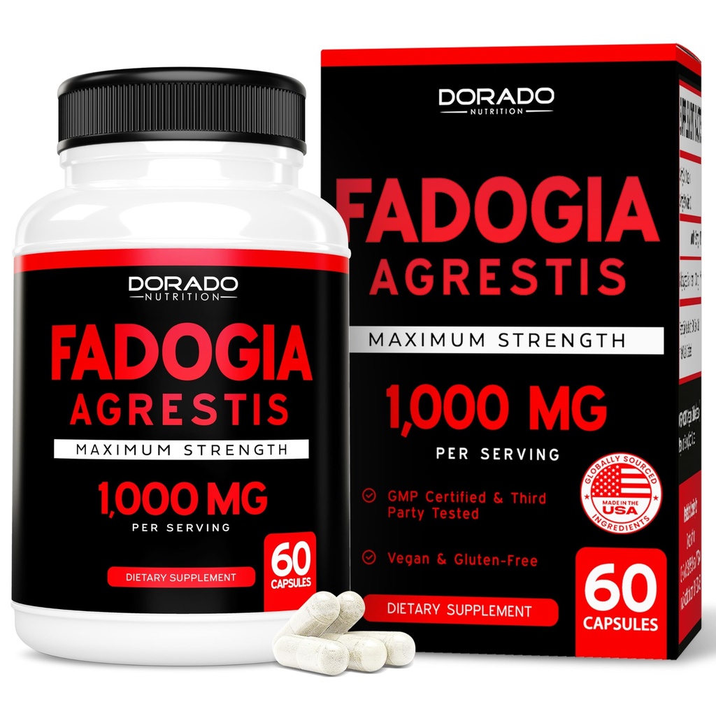 Fadogia Agrestis Extrakt 1000mg pro Servieren - [Maximale Stärke] - Kraft, Antrieb, sportliche Leistung, Muskelmasse - Third Party Tested - Zero Fillers - Glutenfrei, Non-GMO, Vegan Capsules