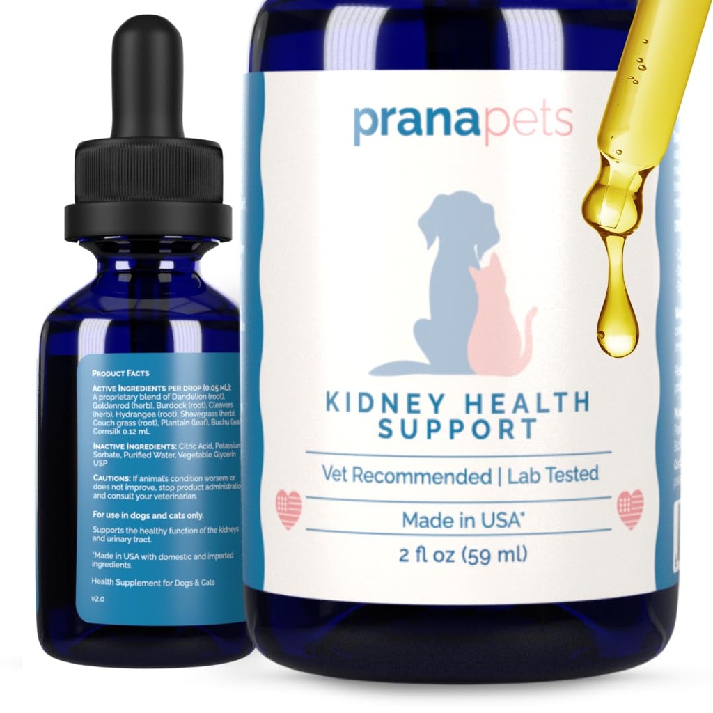 PranaPets Kidney Health Support Supplement für Katzen | Natürlich unterstützt gesunde Nierenfunktion in Katzen | Kräuterformel hilft Entzündungen und Symptome von Nierenproblemen