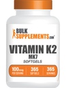 BulkSupplements.com Vitamin K2 Softgels - Vitamin K2 MK7, Vitamin Supplements - Glutenfrei, 1 Softgel pro Servierung, 365 Count (Pack von 1)