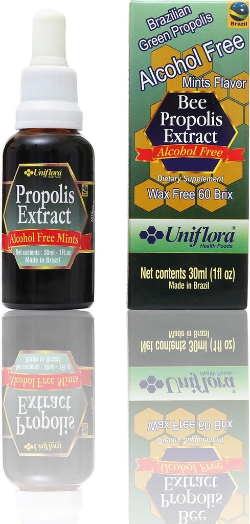 Uniflora Brazilian Green Bee Propolis – 60 Brix – Alkoholfreier Flüssigextrakt – Mint Flavor – 30ml