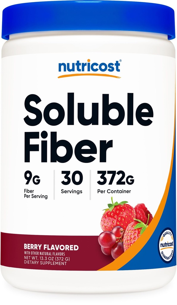 Nutricost Soluble Fiber (Berry Flavored) 30 Servierungen - Vegan, Non-GMO, Glutenfrei