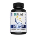 Zhou Driftoff - Natur inspirierte Schlafhilfe, Valerian Root & Melatonin für Schlaf für Männer & Frauen, ruhige Schlafergänzung für Erwachsene mit Gaba & Kamille zu entspannen - 60 Veggie Kapseln