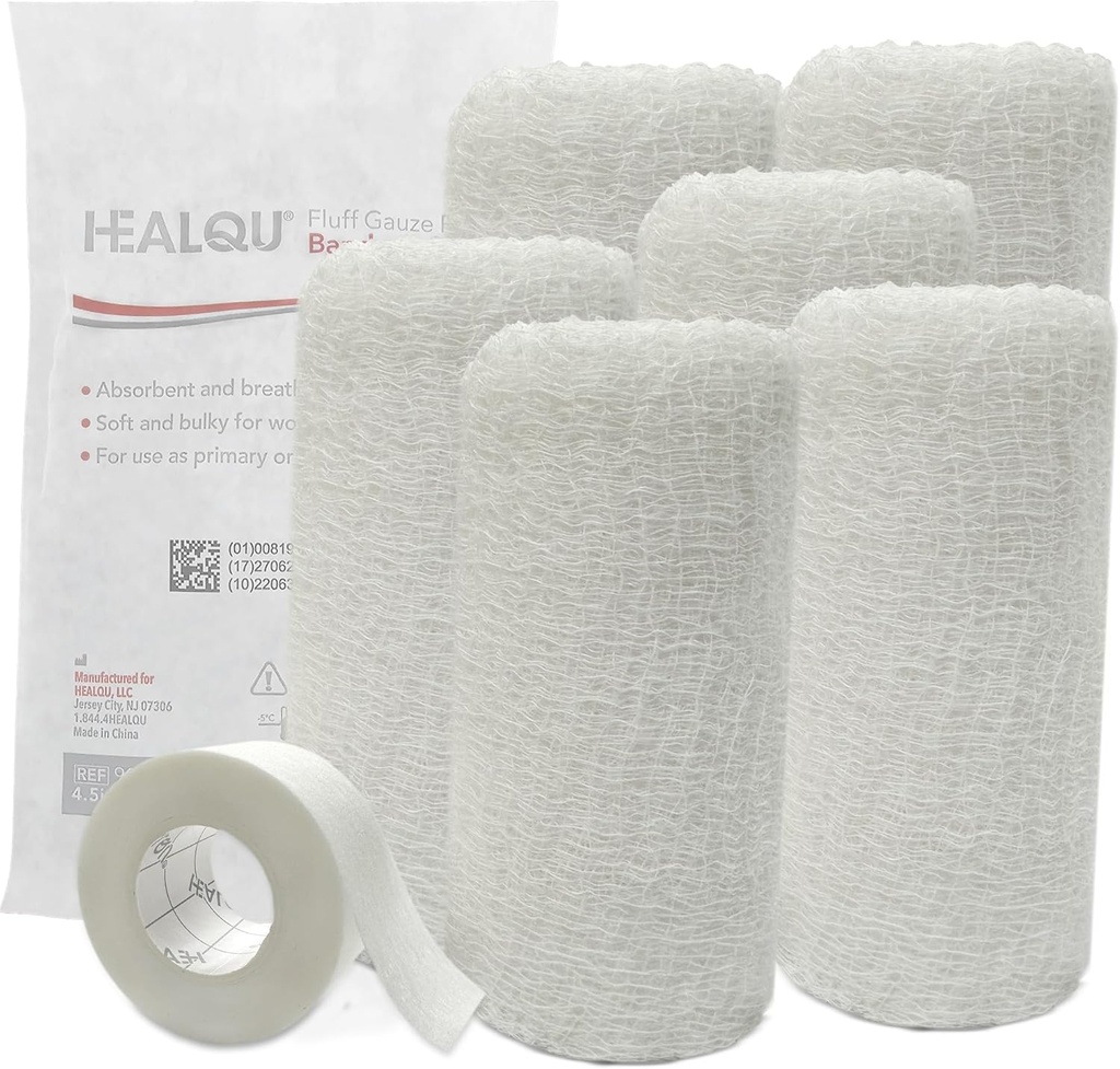 Kerlix Gauze Bandage Rollen - 4 1/2 in x 4.1 Yds, 6 Ply - 6 Einzelne sterile Pocuhes- Extra Absorbenz - Latexfrei, Hospital Grade Baumwolle Fluff Bandage Wrap Krinkle Style - für Wund Care & Erste Hilfe