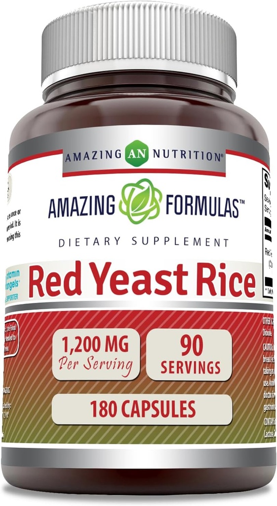 Formules étonnantes Riz de levure rouge 1200mg par supplément de capsules de service