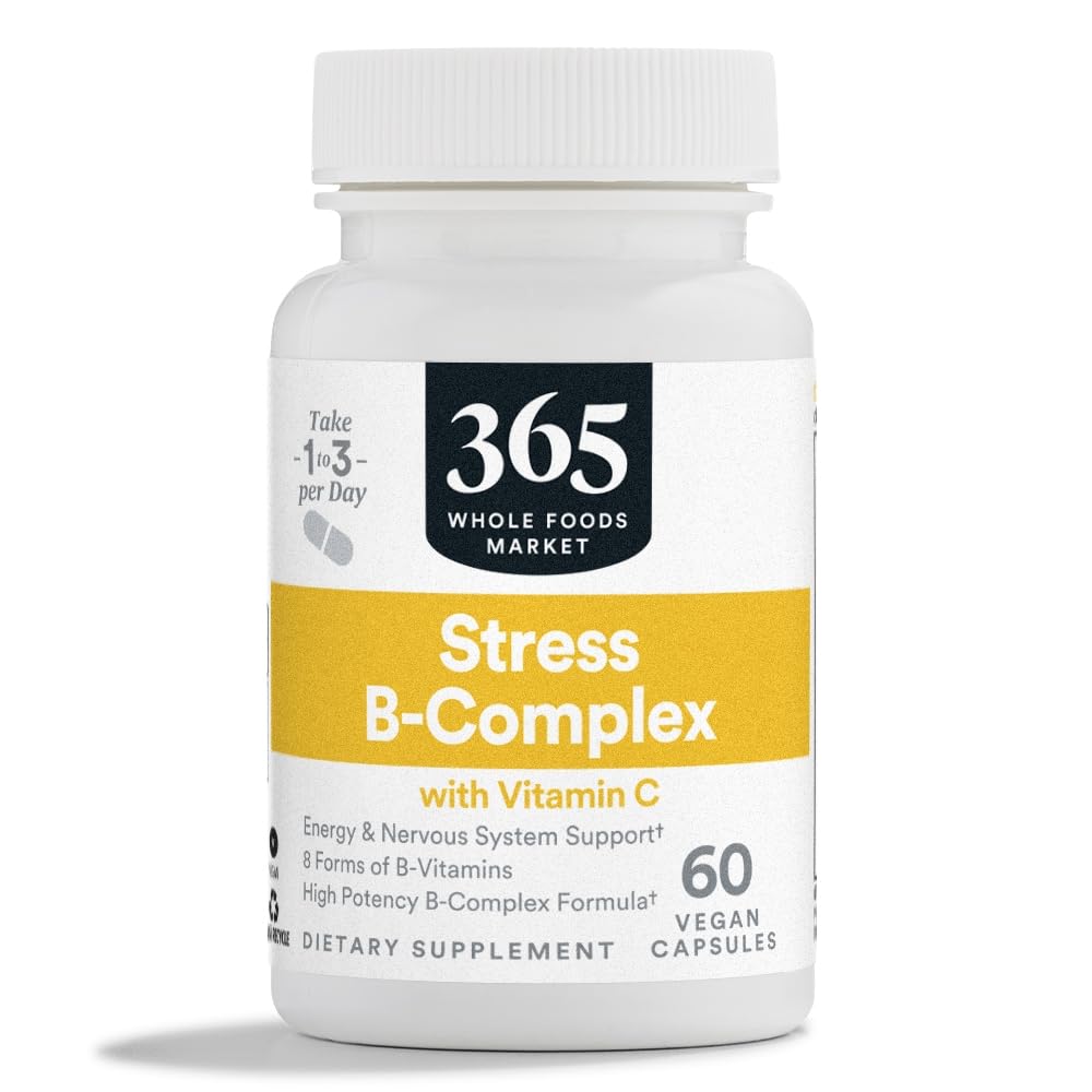 365 par Marché des aliments entiers, Stress B-Complex avec vitamine C, support du système énergétique et nerveux, végétalien, 60 capsules