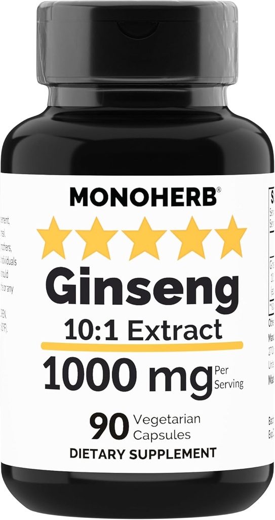 MONOHERB Ginseng Extract 1000 mg - 90 Vegetarische Kapseln