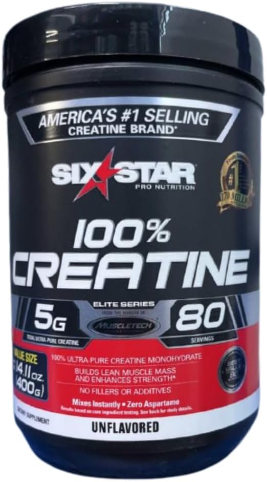 Six étoiles Creatine Monohydrate Elite 100% Creatine Monohydrate Poudre de Relèvement des Muscles et Constructeur des Muscles Après l'entraînement