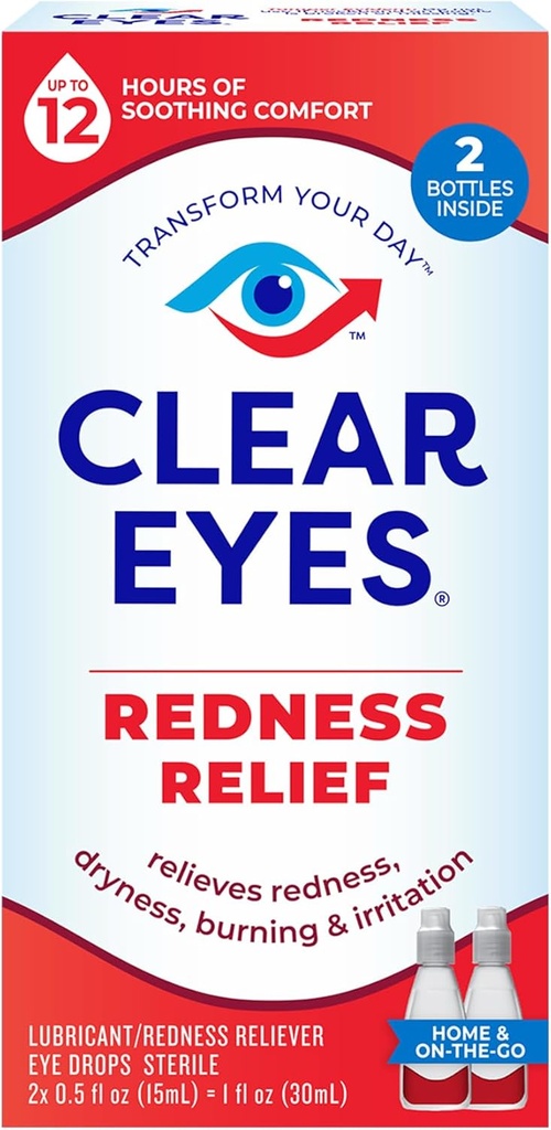 Klare Augen Redness Relief Augentropfen, Weiße Augen und Linderung Trockenheit, Brennen und Irritation, 2 x 0.5 Fl Oz, Twin Pack