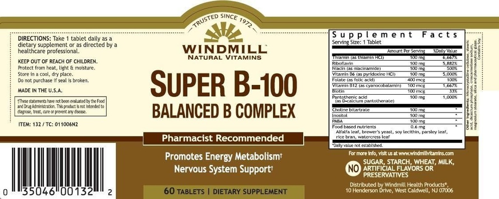 Vitamin B-100 COMPLEX TAB WMILL Größe: 60