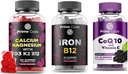 Prime Code Calcium Gummi für Frauen & Männer mit Magnesium Vitamin B12 Vitamin K2 & Vitamin D3, Eisen Gummi für Frauen & Männer, [2 in 1] CoQ10 200mg & Vitamin C
