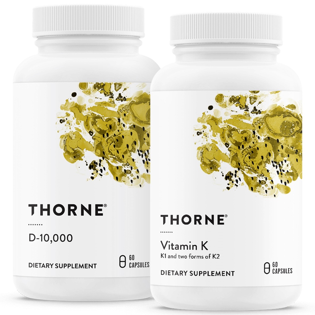 THORNE - Trousse de santé osseuse - Vitamine D3 et Vitamine K - Soutient la santé des os, des muscles des dents, de la fonction cardiovasculaire et immunitaire - 30 à 60 portions