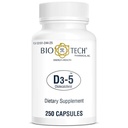 Bio-Tech Pharmacal D3-5 (5000 IU), 250 Kapseln – All-Natur-Ergänzung – Unterstützt Knochen & Immune Gesundheit – No Dairy, Fish, Gluten, Peanut, Shellfish, & Soy – Keine künstlichen Farben