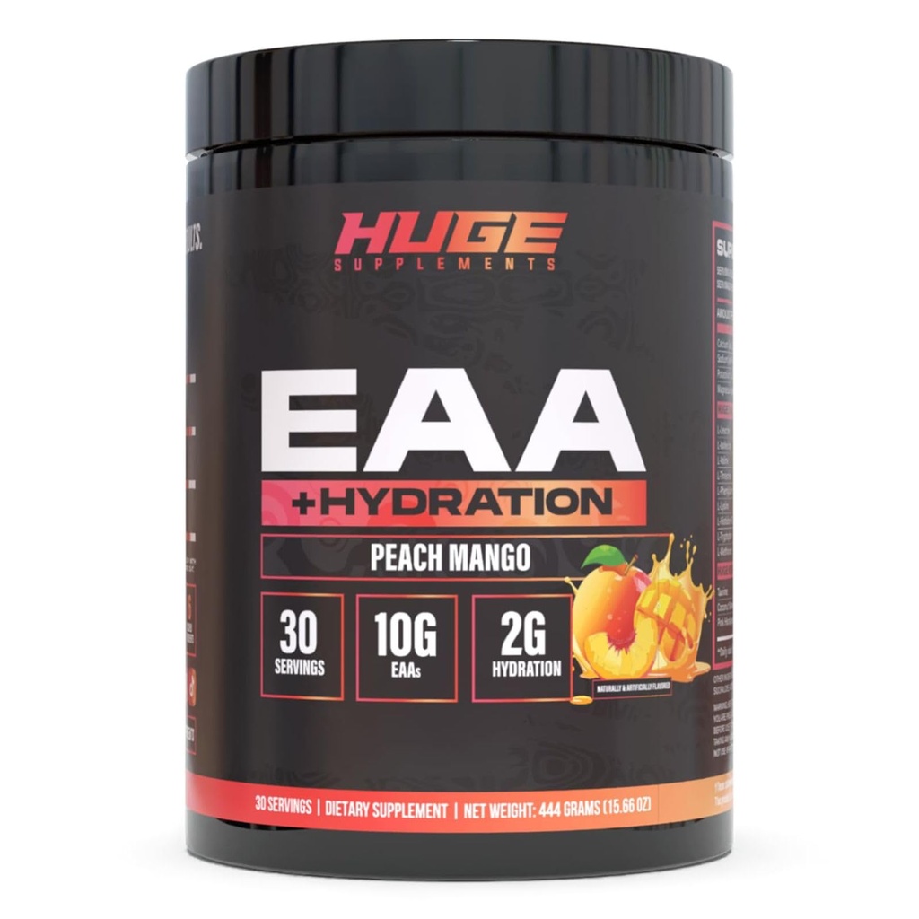Riesige EAA-Ergänzung, höchste dosierte essentielle Aminosäurepulver, 12,8g EAAs & 8g BCAAs pro Servierung, Muskelwachstum, Erholung & Performance (Peach Mango)