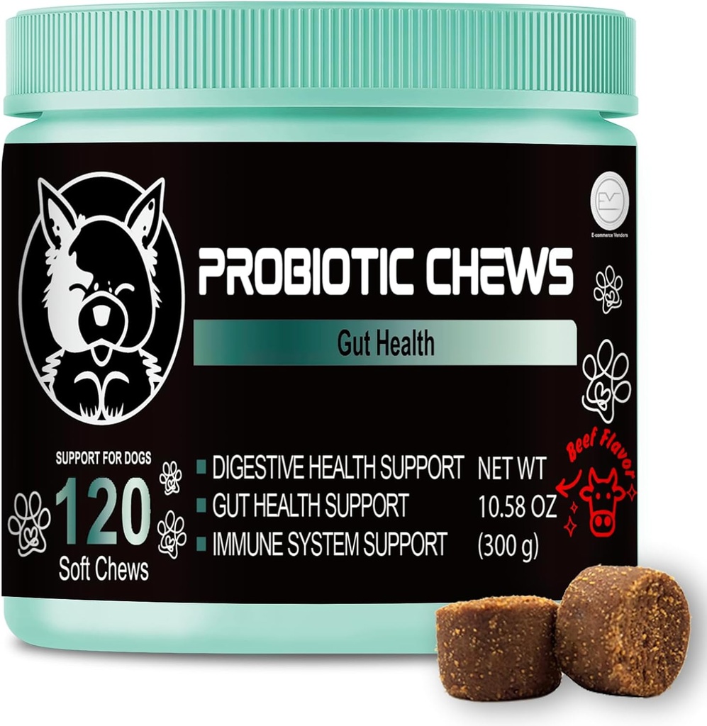 Calming Chews für Hunde V-EST – Erhältlich in 3 Formeln: Calming, Multivitamin oder Probiotics – Soft Chews Chicken Flavor – Hilft Stress & Angst – 120 Count