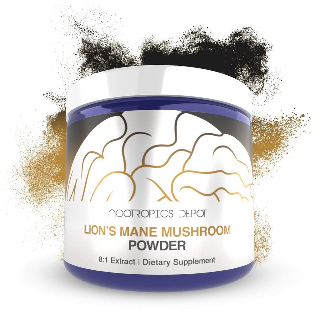 Nootropics Depot Lions Mane Mushroom Pulver | 8:1 Ganze Fruchtkörper Dual-Extrakt | 30 Gramm | Hericium erinaceus | Brain Health Supplement | Neuroprotective + Boosts Mood | Unterstützt Immungesundheit