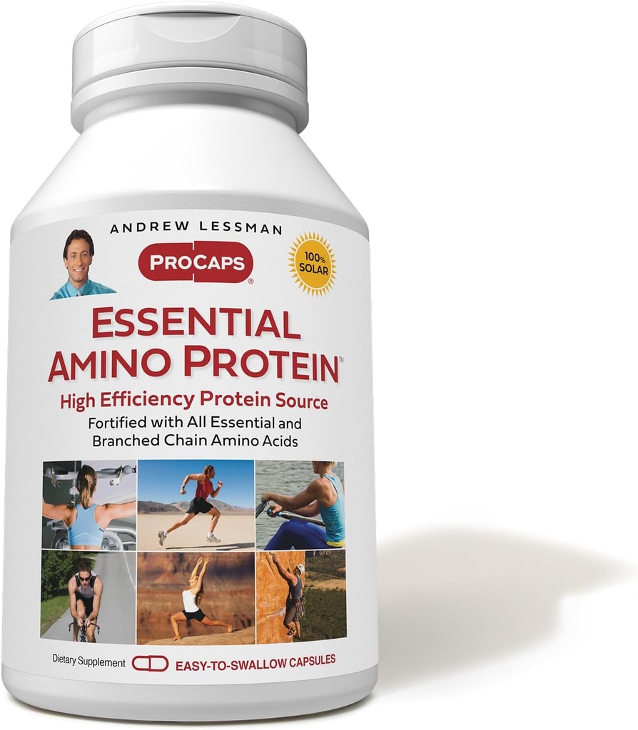 ANDREW LESSMAN Essential Amino Protein 180 Kapseln - Eine hochverfügbare Proteinquelle mit essentiellen und verzweigten Aminosäuren. Unterstützt Struktur und Funktion von Schlüsselorganen und Geweben.