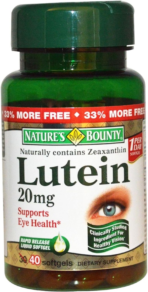 Nature's Bounty Lutein 20mg, 40 Softgels (Pack von 2)