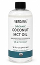 Verdana Organic MCT Oil 16 oz – Lebensmittelklasse USDA Organic für Keto Kaffee, Unflavored Natural Oil Pulling Mouthwash & Massage - Kokosnuss abgeleitet, fraktioniert– Mittelkette C8 C10 – Non-GMO, Kosher
