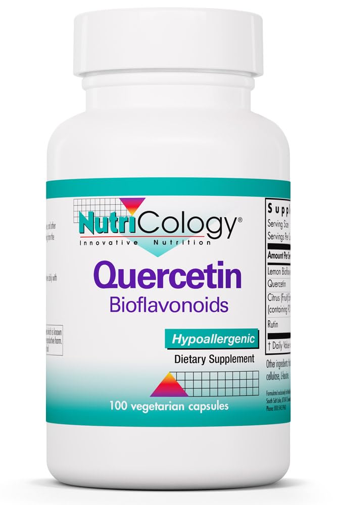 Nutricologie Quercetin Bioflavonoïdes - Complexe bioflavonoïde de citron, Rutine, Extrait d'agrumes, Hespéridin, Capsules végétariennes - 100 Compte
