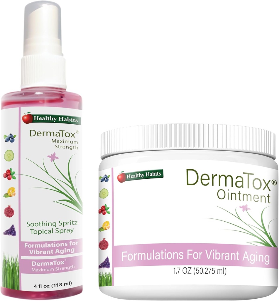 Gesunde Habits DermaTox Bundle - 4oz Topical Spray und 1.7oz Salbe - All Natural, Allzweck, Sichere und effektive Hautpflege